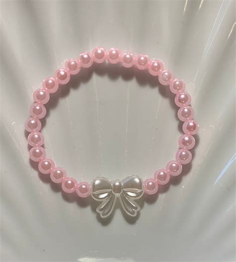 Pearl Bow Bracelet Etsy In Bracelets Handmade Beaded Girly