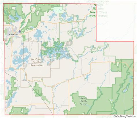 Map of Sawyer County, Wisconsin