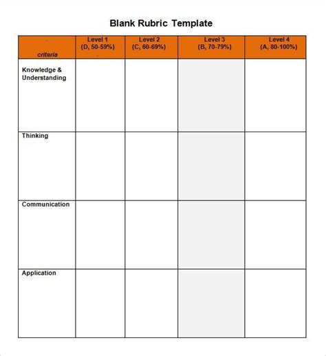 Blank Rubric Template 6 Templates Example Templates Example Book