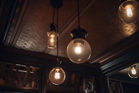 Premium Ai Image A Light Fixture Hangs From The Ceiling In A Dark Room