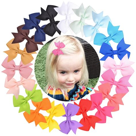 Choicbaby 20 Pcs Hair Bows Clips Grosgrain Ribbon Pinwheel Hair Bows