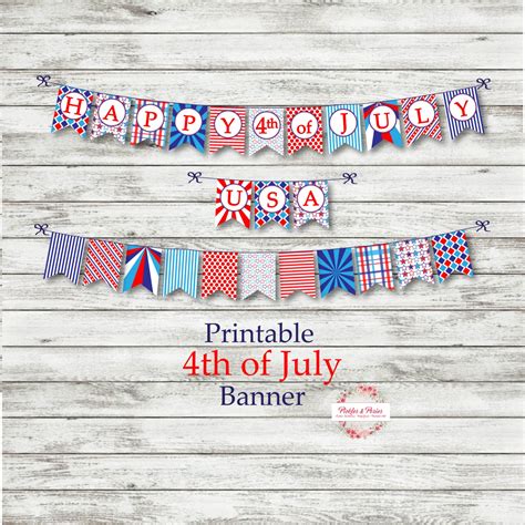 4th Of July Banner Printable Banner Instant Download