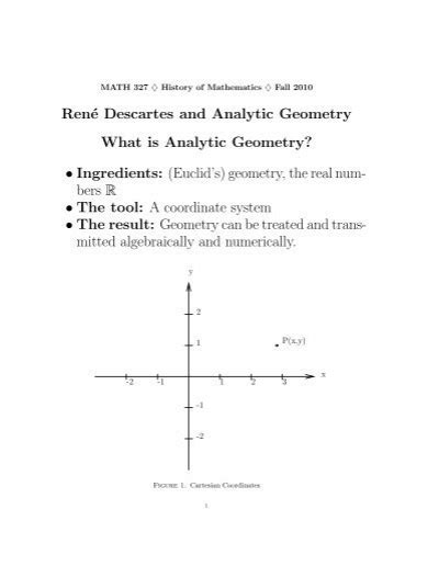 René Descartes and Analytic Geometry What is ... - Technion moodle