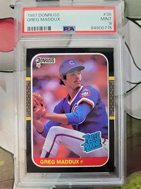 Greg Maddux Donruss Psa Recrue Class E Comme Neuf Rc Cubs