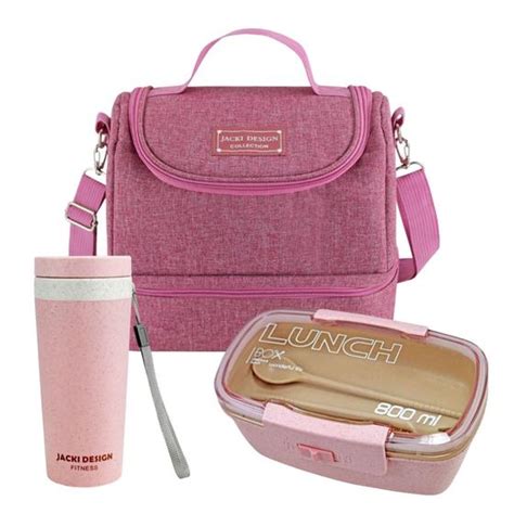 Kit Bolsa Térmica Concept Marmita Dupla 800ml e Copo Ecológico Rosa