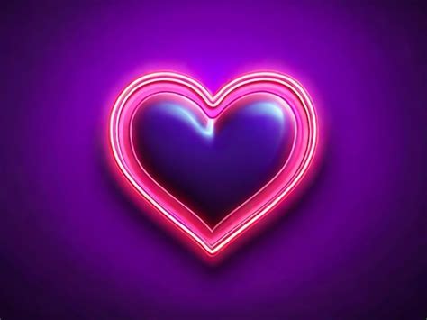 Premium Photo Bright Heart Neon Sign Retro Neon Heart Sign On Purple