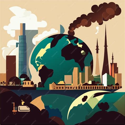 Premium Vector | Sick earth syndrome in art pollution concept