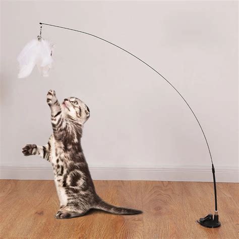 Interactive Cat Toy Handfree Cat Stick Playing Kitten Playing Teaser Wand Toy Suction Cup Bird