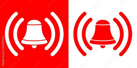 Icono Plano Campana De Alarma En Rojo Y Blanco Stock Vector Adobe Stock