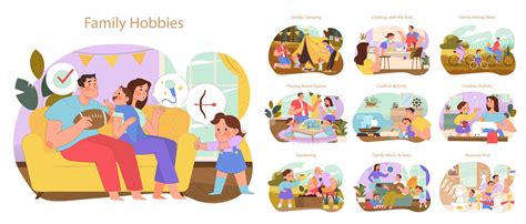 Family Hobbies set. 41172494 Vector Art at Vecteezy