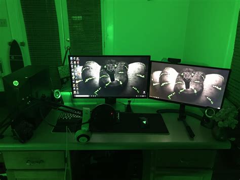 Green Themed Gaming Setup Btw I Fixed The Lamp Gaming Setup Setup