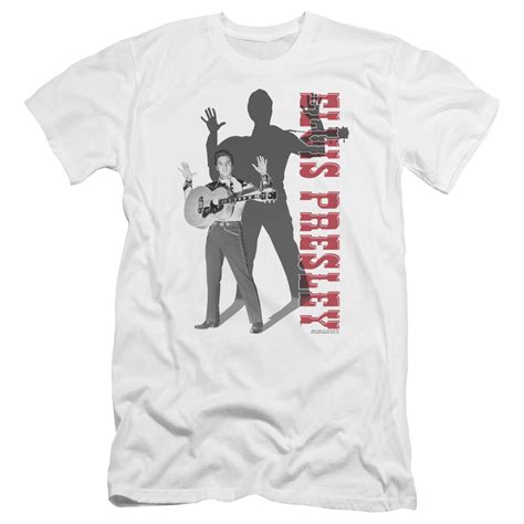 Elvis Presley Look No Hands Premuim Canvas Adult Slim Fit T Shirt White