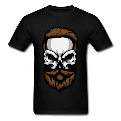 Camiseta Con Estampado De Calavera Barbuda Para Hombre De Color Negro