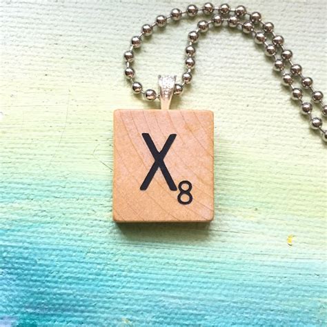 Vintage Scrabble Tile Pendant Necklace Letter X Etsy