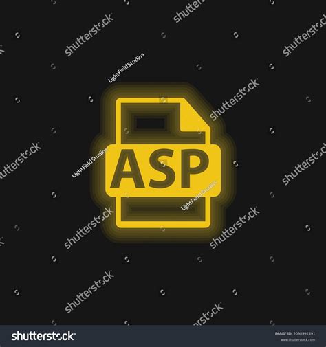 Asp File Format Symbol Yellow Glowing Stock Vector Royalty Free