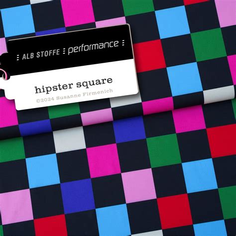 Albstoffe Performance Kollektion Hipster Square Schwarz Multicolor