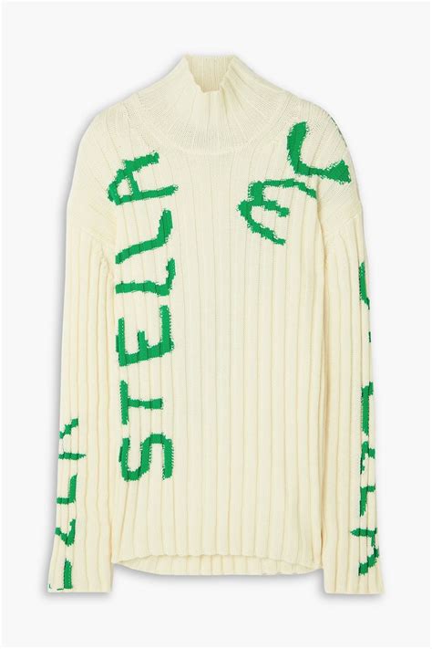 Stella Mccartney Ed Curtis Ribbed Jacquard Knit Wool Blend Turtleneck