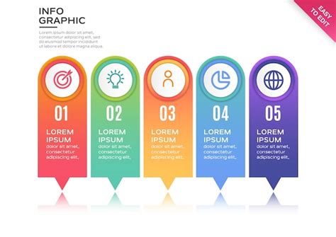 Modelo De Infogr Fico Colorido Passo Vetor Premium