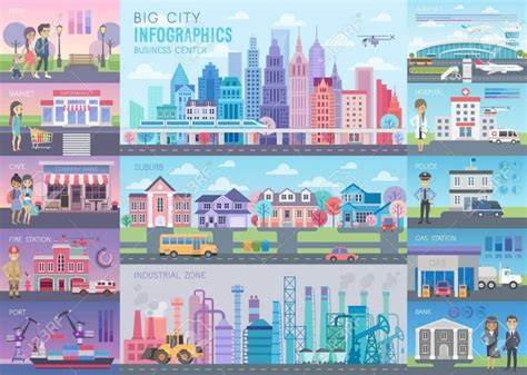 Big City Infographic Set With Charts And Other Elements Vector