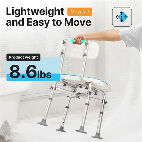 Heao Lbs Heavy Duty Shower Chair With Extra Large Tips Bathroom