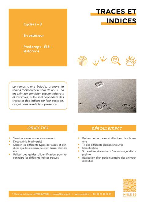 Traces Et Indices Cycle 2 MNLE 69