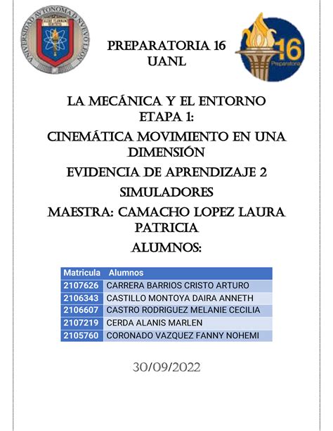 Equipo 2 LME Ev2 Evidencias Preparatoria 16 UAnl La Mecnica Y El