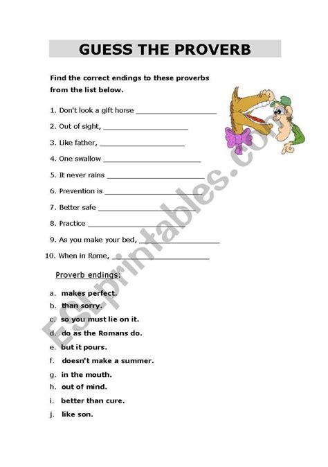 Guess The Proverb Esl Worksheet By Bayat2010