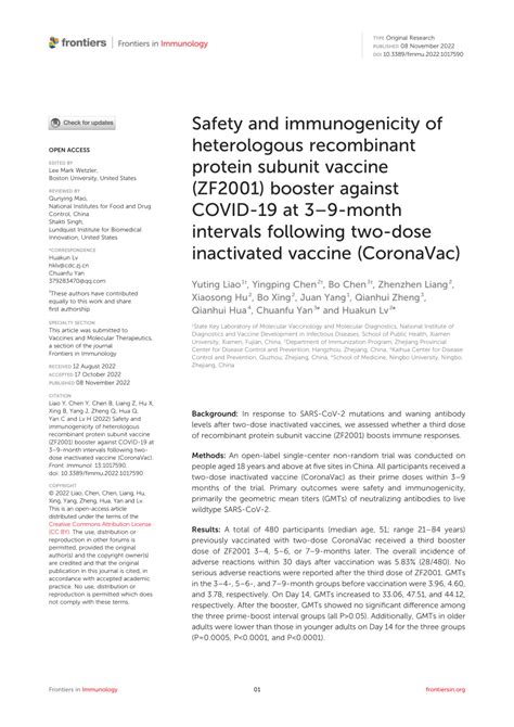 Pdf Safety And Immunogenicity Of Heterologous Recombinant Protein