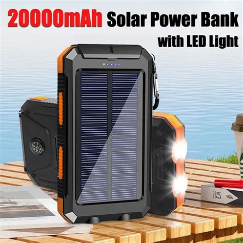 20,000mAh Portable Solar Power Bank w/ LED – TechTerrace