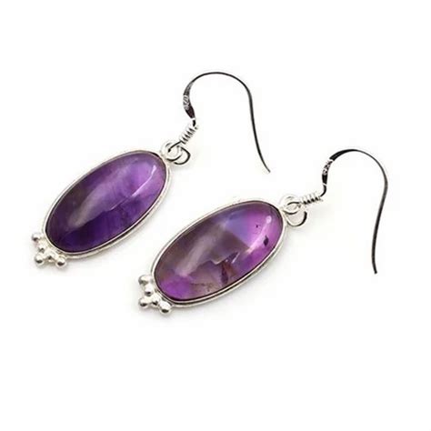 Oval Sterling Silver Bezel Set Amethyst Earring At Rs Pair In Jaipur