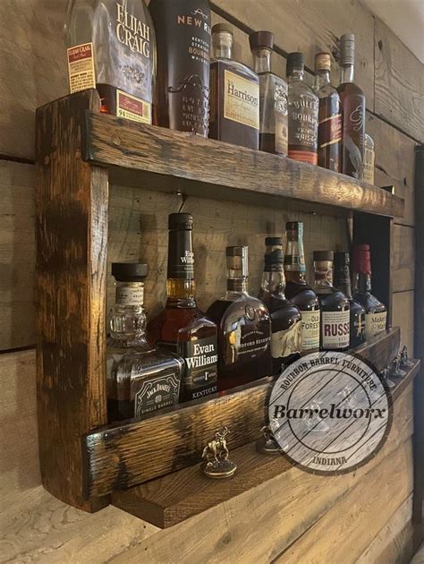 Blantons Whiskey Barrel Display Shelf For Unique Home Bar Bottles And