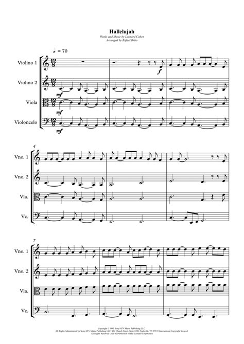 Hallelujah Arr Rafael Brito Sheet Music Lee DeWyze String Ensemble