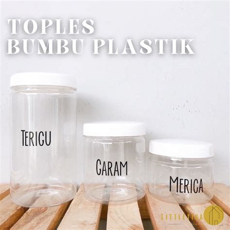 Jual Free Sticker Toples Bumbu Plastik Tempat Bumbu Toples Terigu