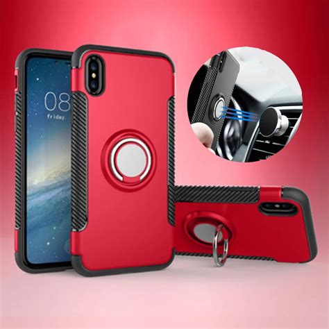 Car Holder Stand Magnetic Bracket Case For Samsung Galaxy Note 8 Finger Ring Tpu Pc Back Cover