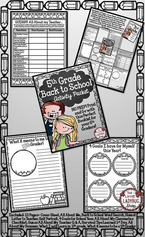 5th Grade All About Me First Day Week Of Back To School Activity