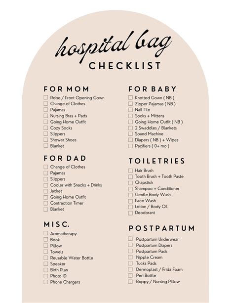 Hospital Bag Checklist