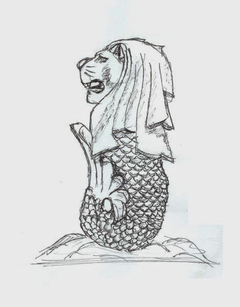 Singapore Merlion Coloring Page Sketch Coloring Page