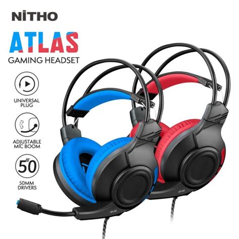 Nitho Atlas Stereo Gaming Headset Red With Foldable Omni Directional Microphone And 50mm