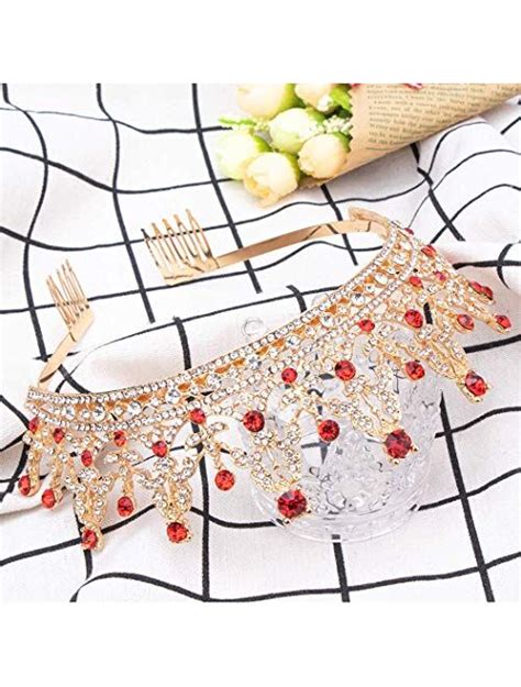 Buy Didder Crowns For Women Red Rhinestone Crown Tiara Tiaras And