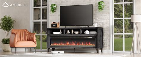 Amazon AMERLIFE 65 Fireplace TV Stand With 60 Glass Electric