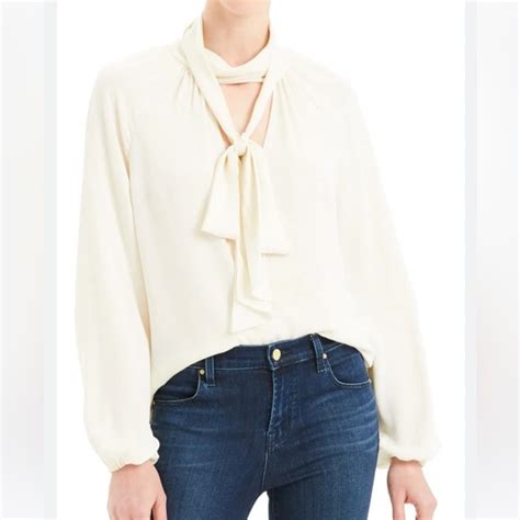 Theory Tops Theory Tie Neck Silk Blouse Poshmark