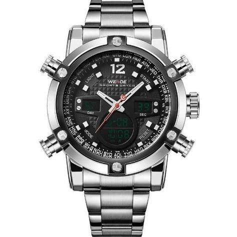 Relógio Masculino Weide Anadigi Wh 5205 Prata E Preto Submarino