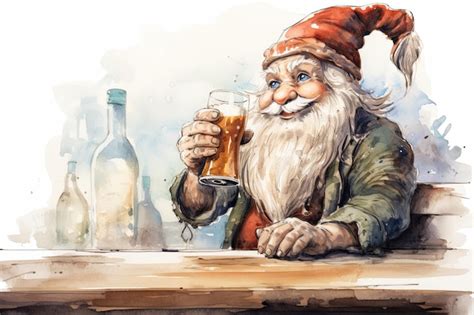 Premium Photo Painting Of Santa Claus Drinking A Beer