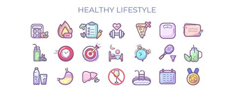 Healthy Lifestyle Icon Set Vector Art At Vecteezy