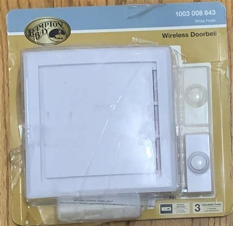 Hampton Bay Wireless Battery Operated Door Bell Kit W One Button In White Read Ebay