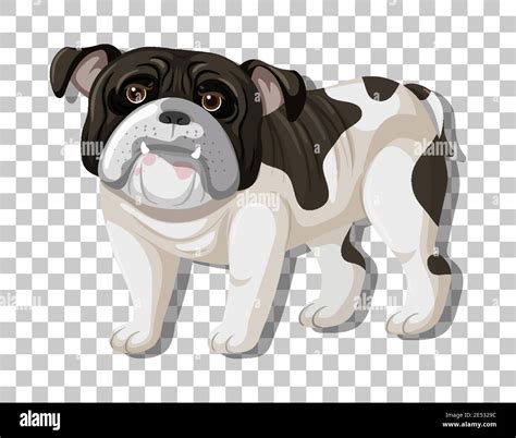 Black white bulldog in standing position cartoon character isolated on ...