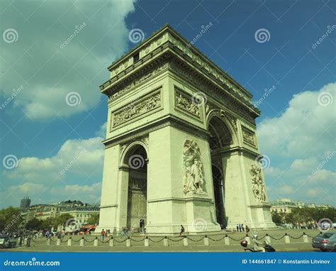 Arch Of Triumph Champs Elysees At Sunset In Paris Editorial Photo