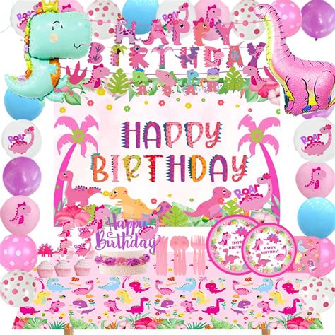 Pcs Dinosaur Birthday Party Supplies For Girl Pcs Dinosaur