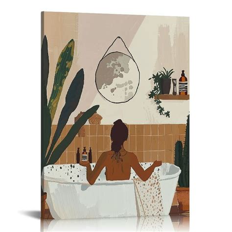 Jeuxus African American Black Woman Bathroom Wall Art Canvas Poster