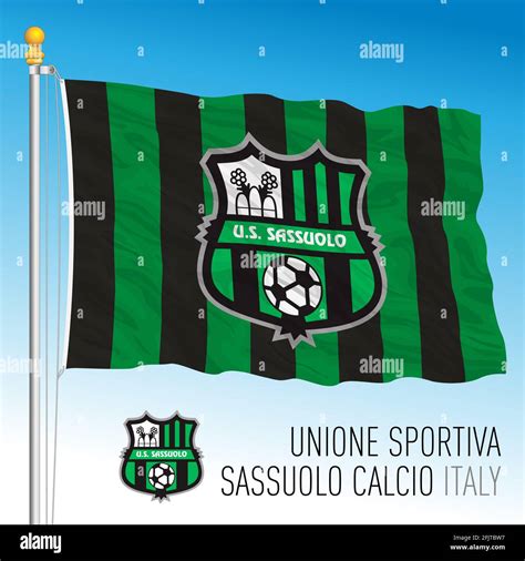 Italy Year 2021 Football Championship Sassuolo Fc Flag And Team Crest Vector Illustration